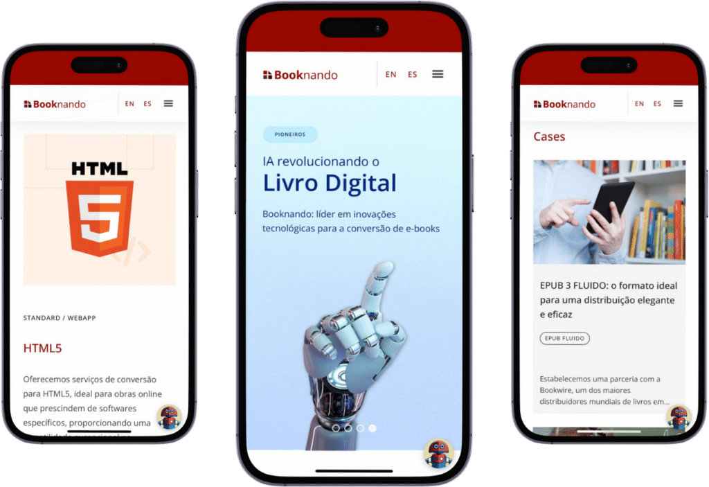 Versão mobile do novo portal da Booknando.