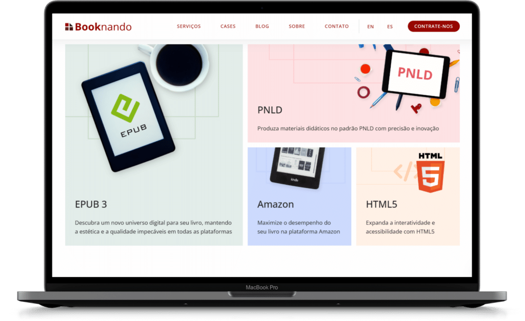 Página inicial do novo site da Booknando.